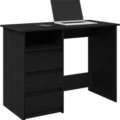 vidaXL Bureau 102x50x75 cm bewerkt hout zwart