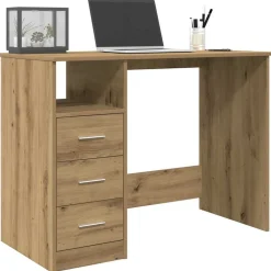 vidaXL Bureau 102x50x76 cm bewerkt hout artisanaal eikenkleur