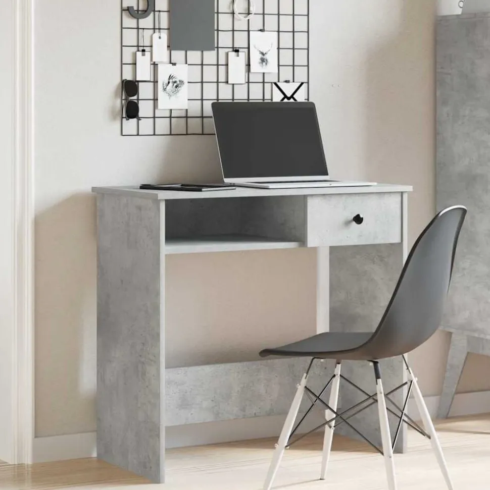 vidaXL Bureau 80x40x75 cm bewerkt hout betongrijs