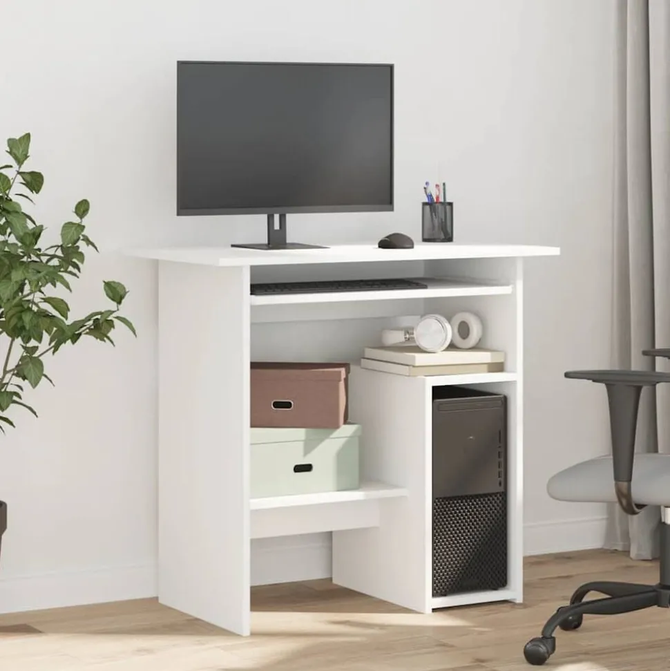 vidaXL Bureau 80x45x74 cm bewerkt hout wit