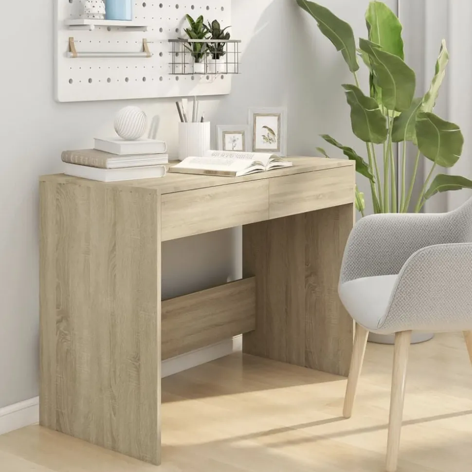 vidaXL Bureau 101x50x76,5 cm bewerkt hout sonoma eikenkleurig