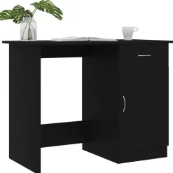 vidaXL Bureau 100x50x76 cm bewerkt hout zwart