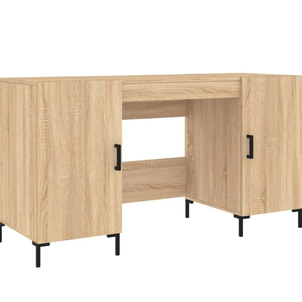 vidaXL Bureau 140x50x75 cm bewerkt hout sonoma eikenkleurig