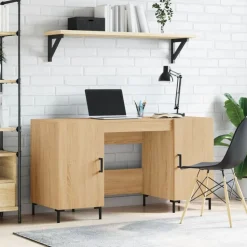vidaXL Bureau 140x50x75 cm bewerkt hout sonoma eikenkleurig