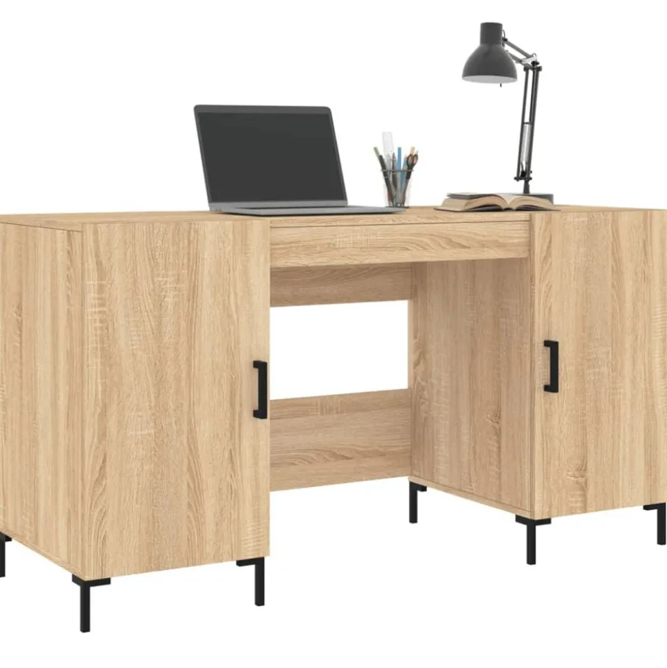 vidaXL Bureau 140x50x75 cm bewerkt hout sonoma eikenkleurig