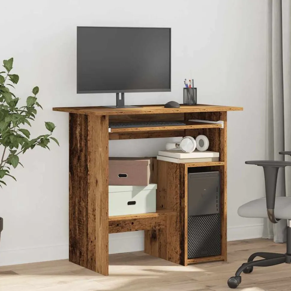 vidaXL Bureau 80x45x74 cm bewerkt hout oud houtkleurig