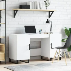 vidaXL Bureau 140x50x75 cm bewerkt hout wit