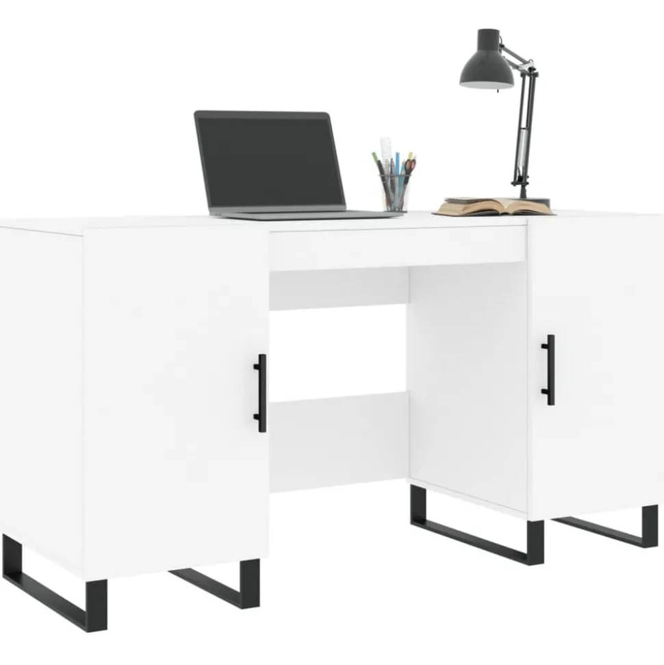 vidaXL Bureau 140x50x75 cm bewerkt hout wit