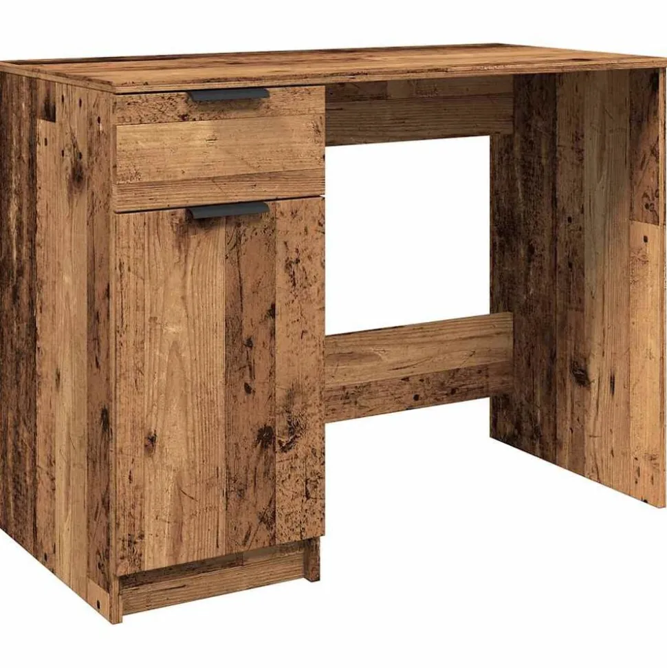 vidaXL Bureau 100x50x75 cm bewerkt hout oud houtkleurig