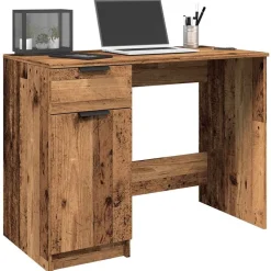 vidaXL Bureau 100x50x75 cm bewerkt hout oud houtkleurig