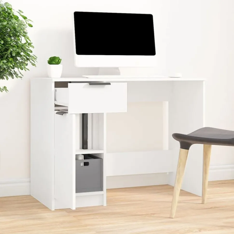 vidaXL Bureau 100x50x75 cm bewerkt hout wit