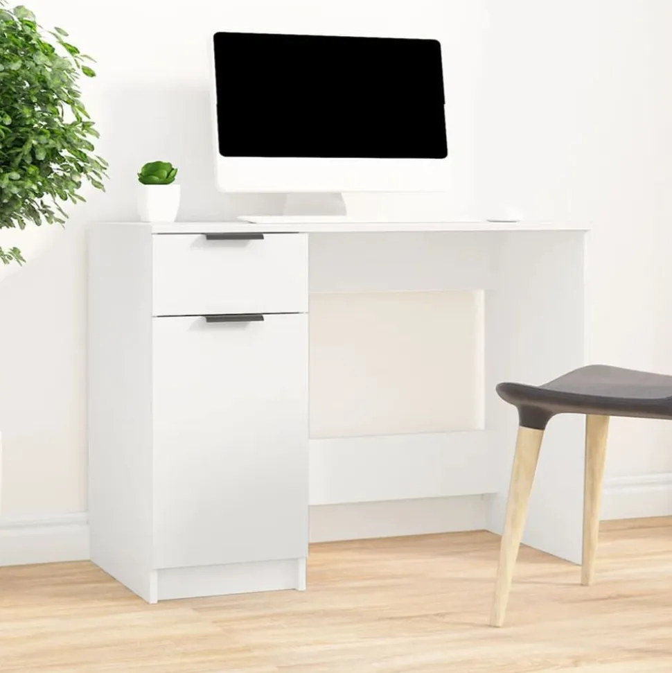 vidaXL Bureau 100x50x75 cm bewerkt hout wit