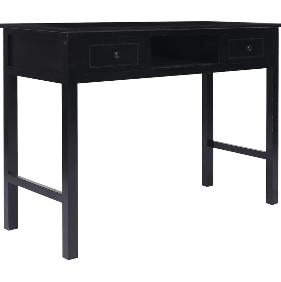 vidaXL Bureau 108x45x76 cm massief paulowniahout zwart