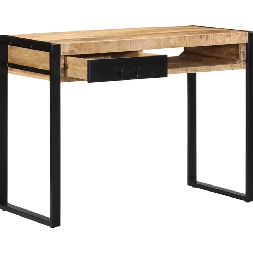 vidaXL Bureau 100x50x75 cm massief ruw mangohout
