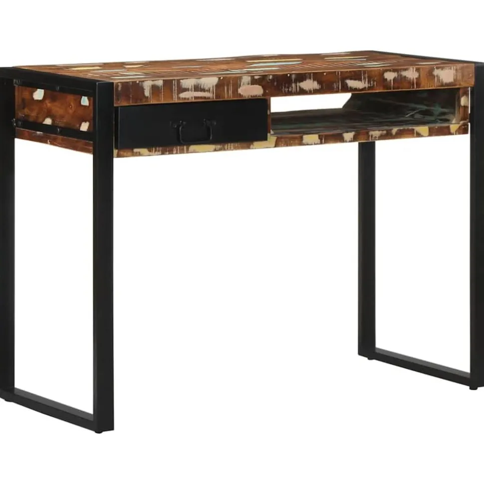 vidaXL Bureau 100x50x75 cm massief gerecycled hout meerkleurig