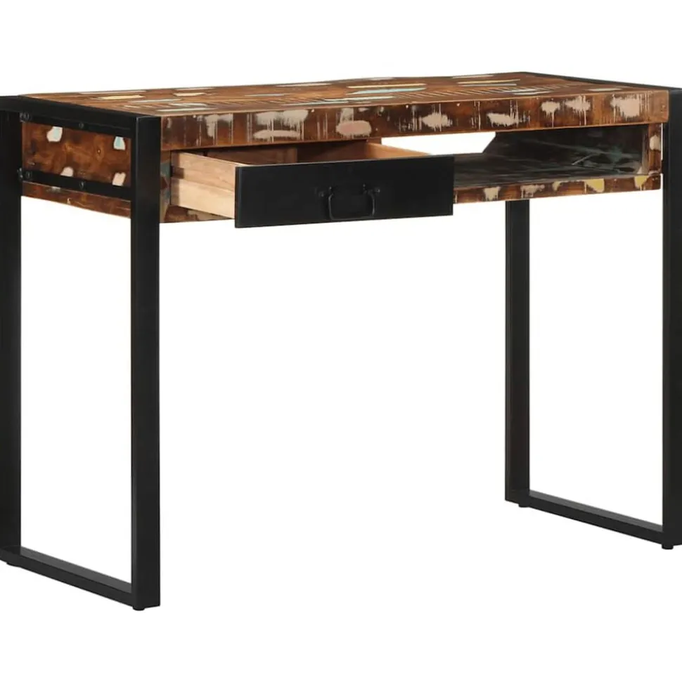 vidaXL Bureau 100x50x75 cm massief gerecycled hout meerkleurig