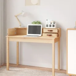 vidaXL Bureau 110x50x93 cm massief grenenhout