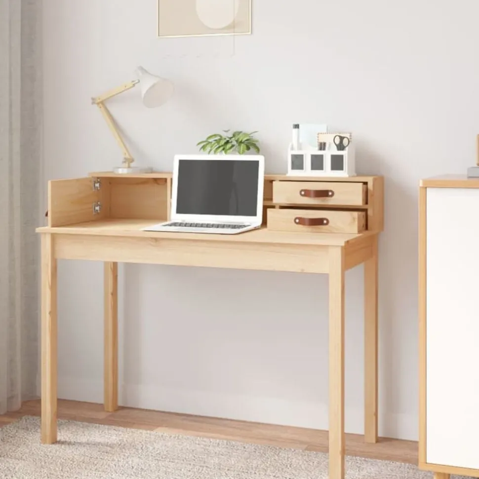 vidaXL Bureau 110x50x93 cm massief grenenhout