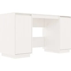 vidaXL Bureau 140x50x75 cm massief grenenhout wit