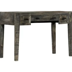 vidaXL Bureau 110x50x75 cm massief mangohout zwart