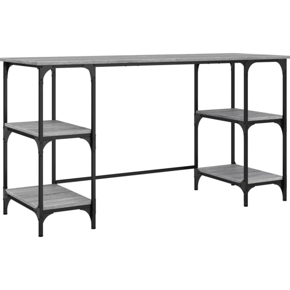 vidaXL Bureau 140x50x75 cm metaal en bewerkt hout grijs sonoma eiken