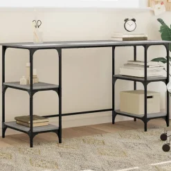 vidaXL Bureau 140x50x75 cm metaal en bewerkt hout grijs sonoma eiken