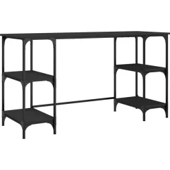 vidaXL Bureau 140x50x75 cm metaal en bewerkt hout zwart