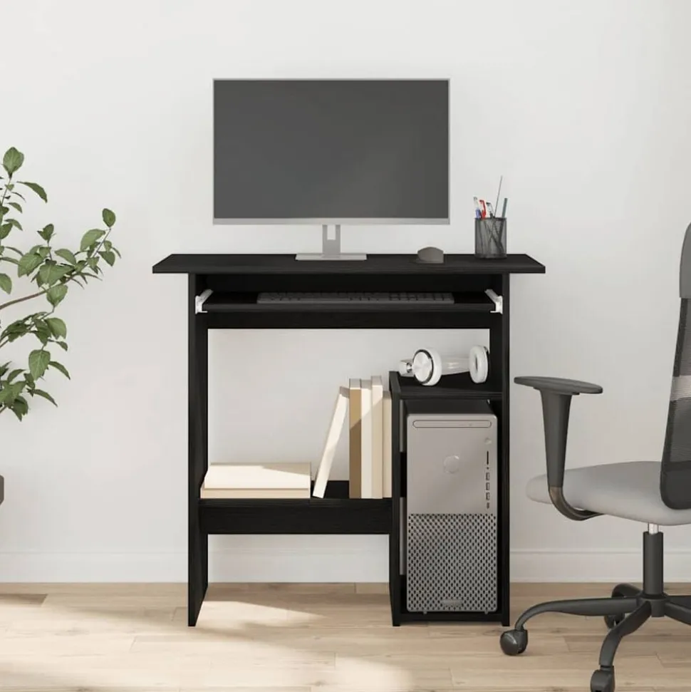vidaXL Bureau 80x45x74 cm spaanplaat zwart eikenkleurig