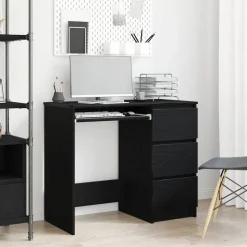 vidaXL Bureau 90x45x76 cm spaanplaat zwart eikenkleurig
