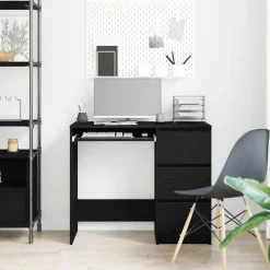 vidaXL Bureau 90x45x76 cm spaanplaat zwart eikenkleurig