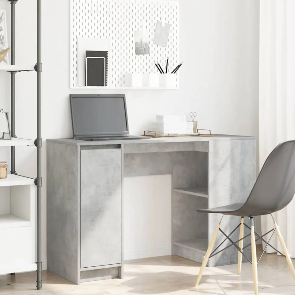 vidaXL Bureau 120x42x76 cm spaanplaat betongrijs