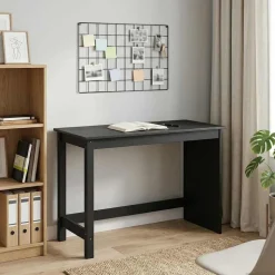 vidaXL Bureau Zwart 112 x 50 x 75 cm Massief Vurenhout