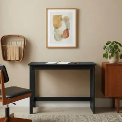 vidaXL Bureau Zwart 112 x 50 x 75 cm Massief Vurenhout