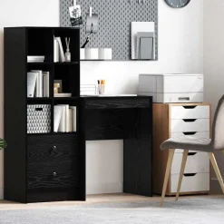 vidaXL Bureau Zwart Eiken 60 x 40 x 76 cm