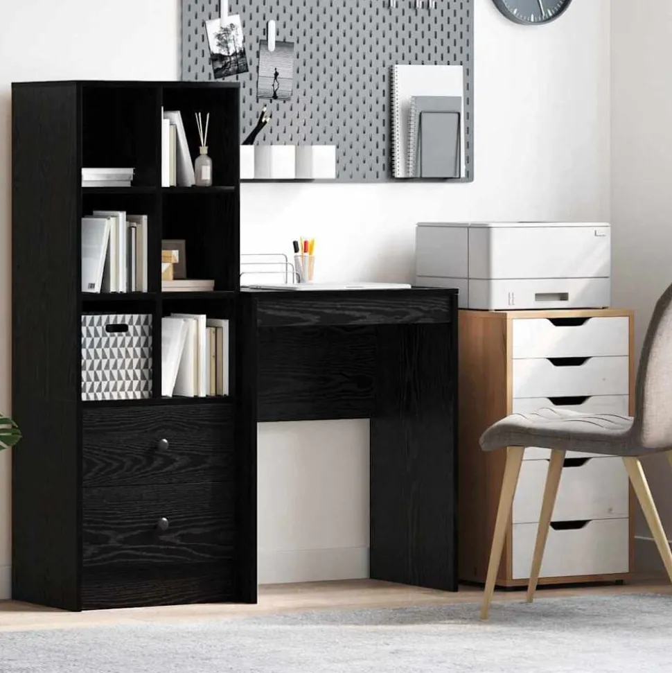 vidaXL Bureau Zwart Eiken 60 x 40 x 76 cm