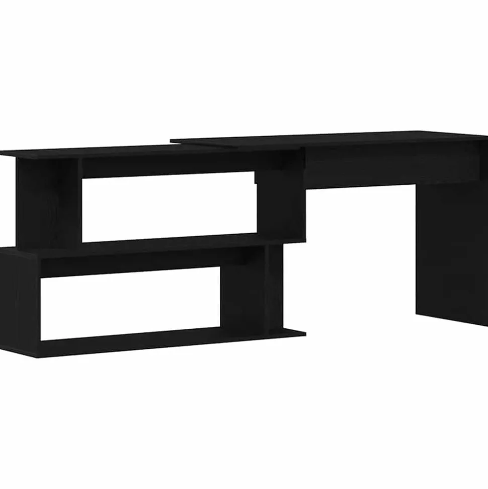 vidaXL Bureau Zwart Eiken 200 x 50 x 76 cm Bewerkt hout