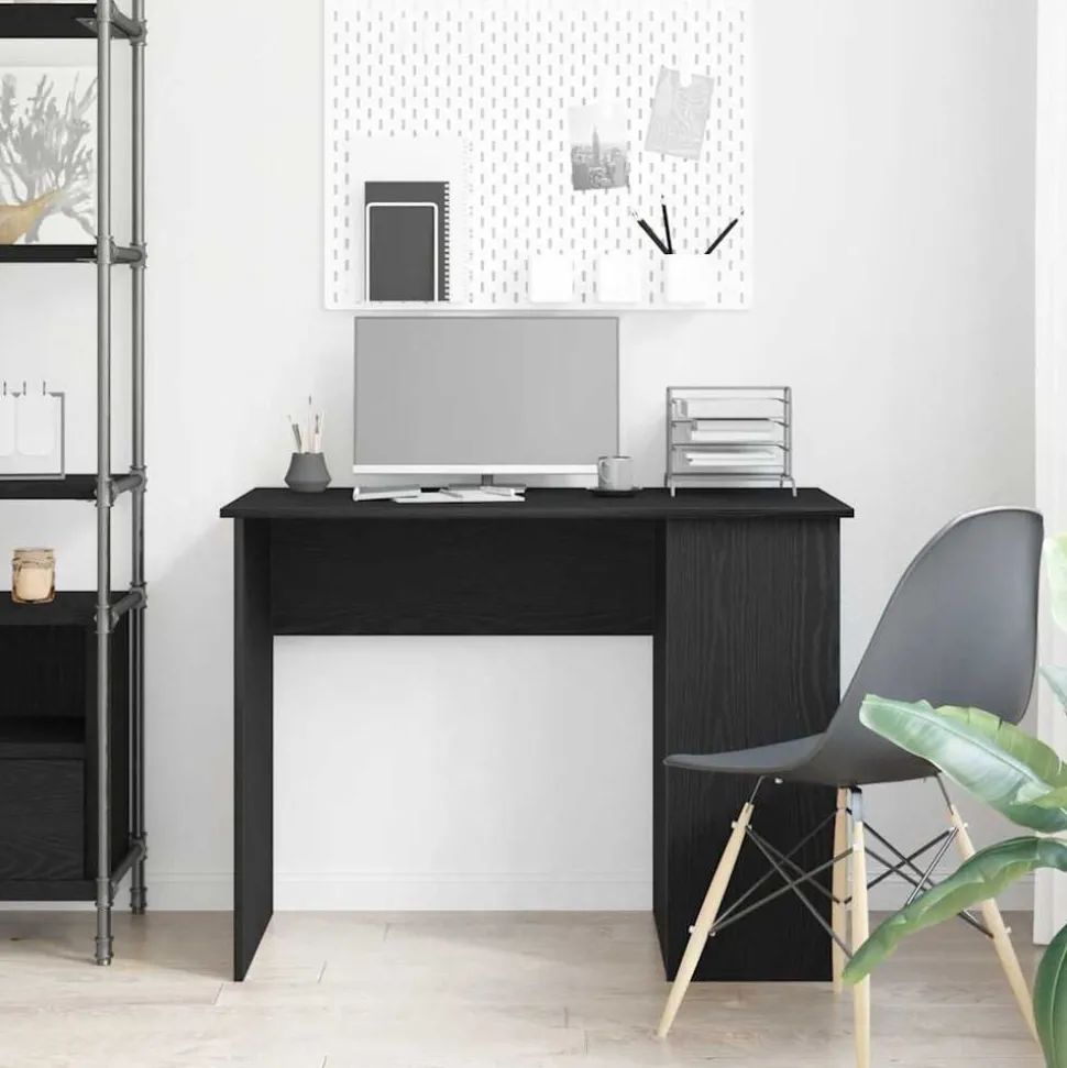 vidaXL Bureau Zwart Eiken 100x55x75 cm Bewerkt Hout