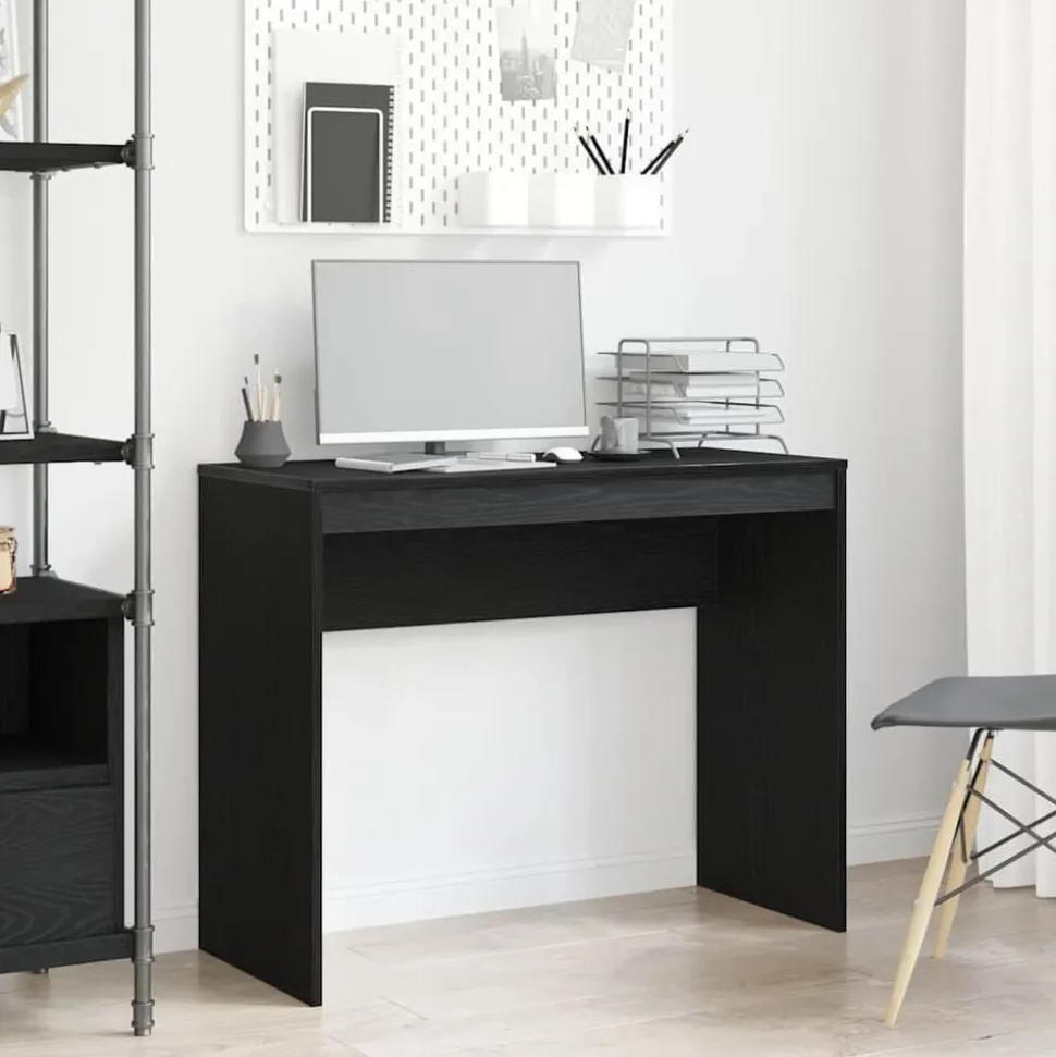 vidaXL Bureau Zwart Eiken 90x40x72 cm Bewerkt Hout