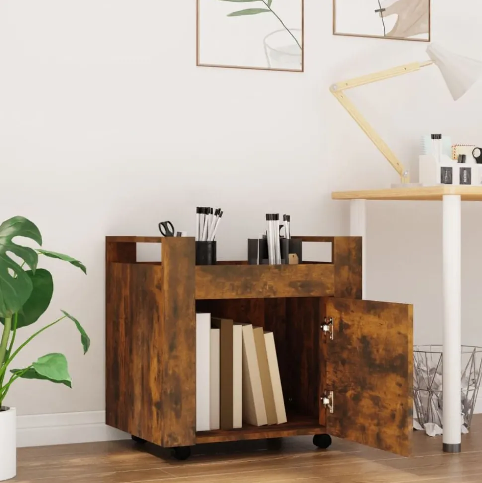 vidaXL Bureaukastje 60x45x60 cm bewerkt hout gerookt eikenkleurig