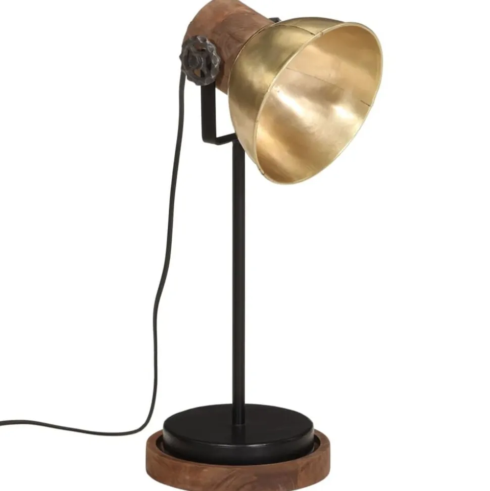 vidaXL Bureaulamp 25 W E27 17x17x50 cm antiek messingkleurig