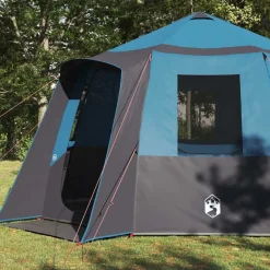 vidaXL Cabin Tent 12-Person met dak Blauw en Grijs 405 x 405 x 273 cm