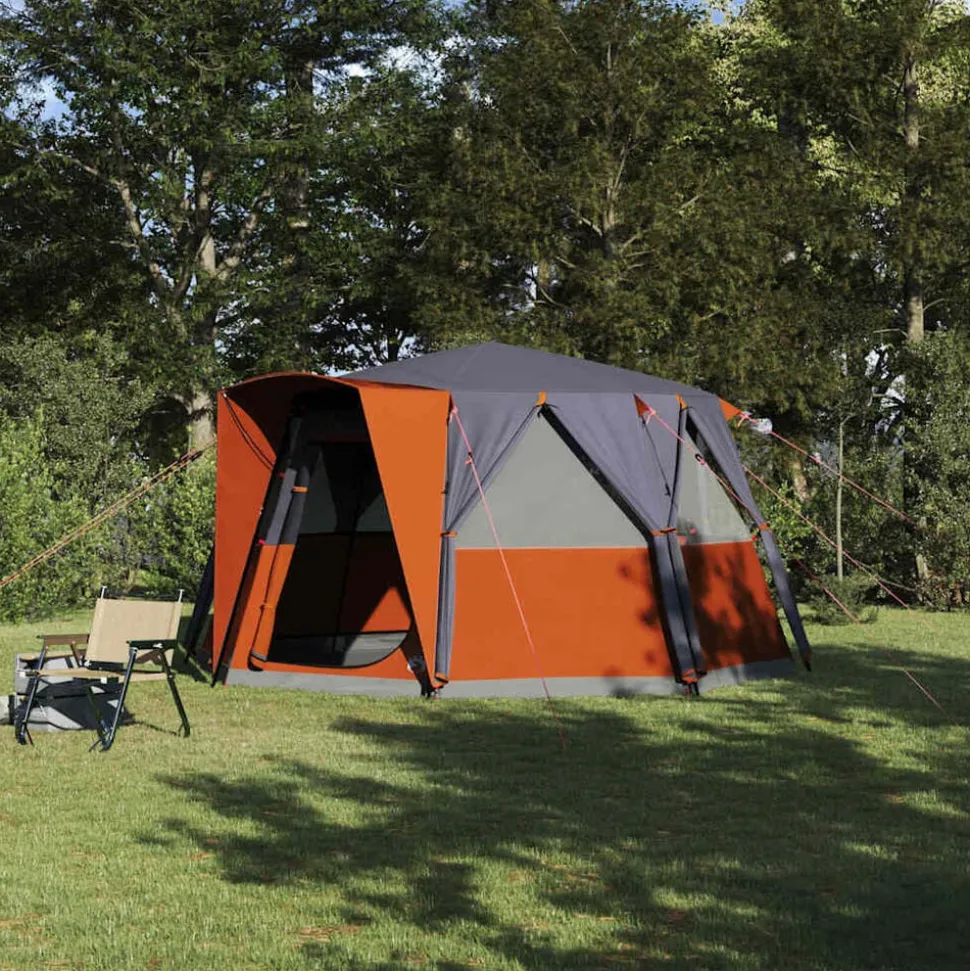vidaXL Cabinetent 6-Personen Grijs en Oranje 425 x 396 x 222 cm