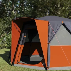 vidaXL Cabinetent 6-Personen Grijs en Oranje 425 x 396 x 222 cm