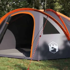 vidaXL Camping Tent Grijs en oranje 308 x 268 x 130 cm Polyester