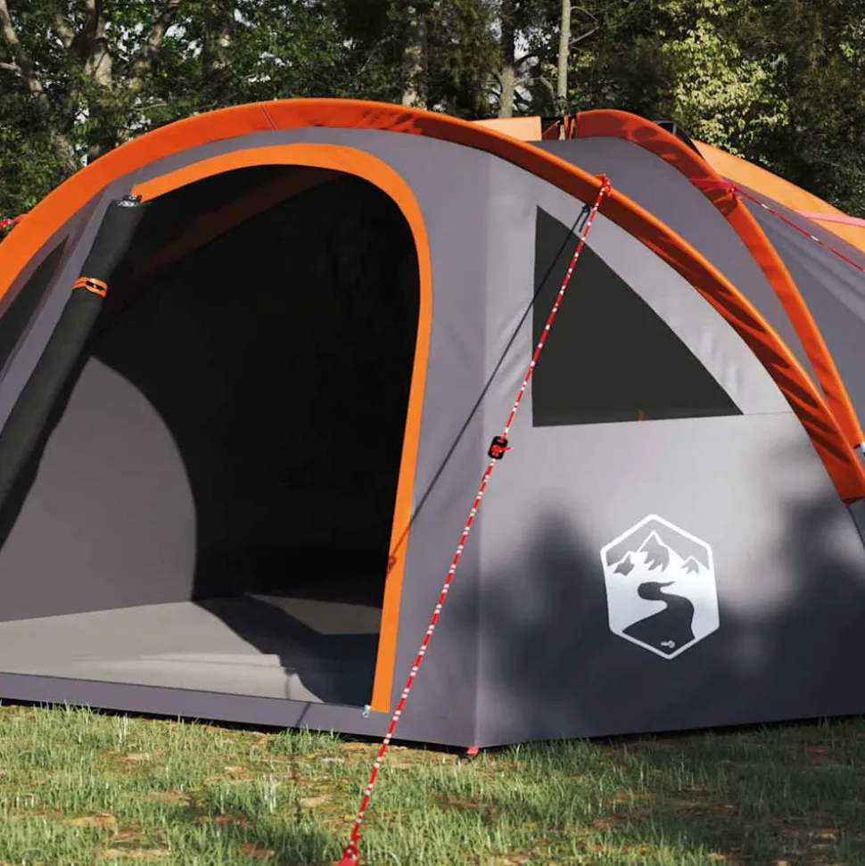 vidaXL Camping Tent Grijs en oranje 308 x 268 x 130 cm Polyester