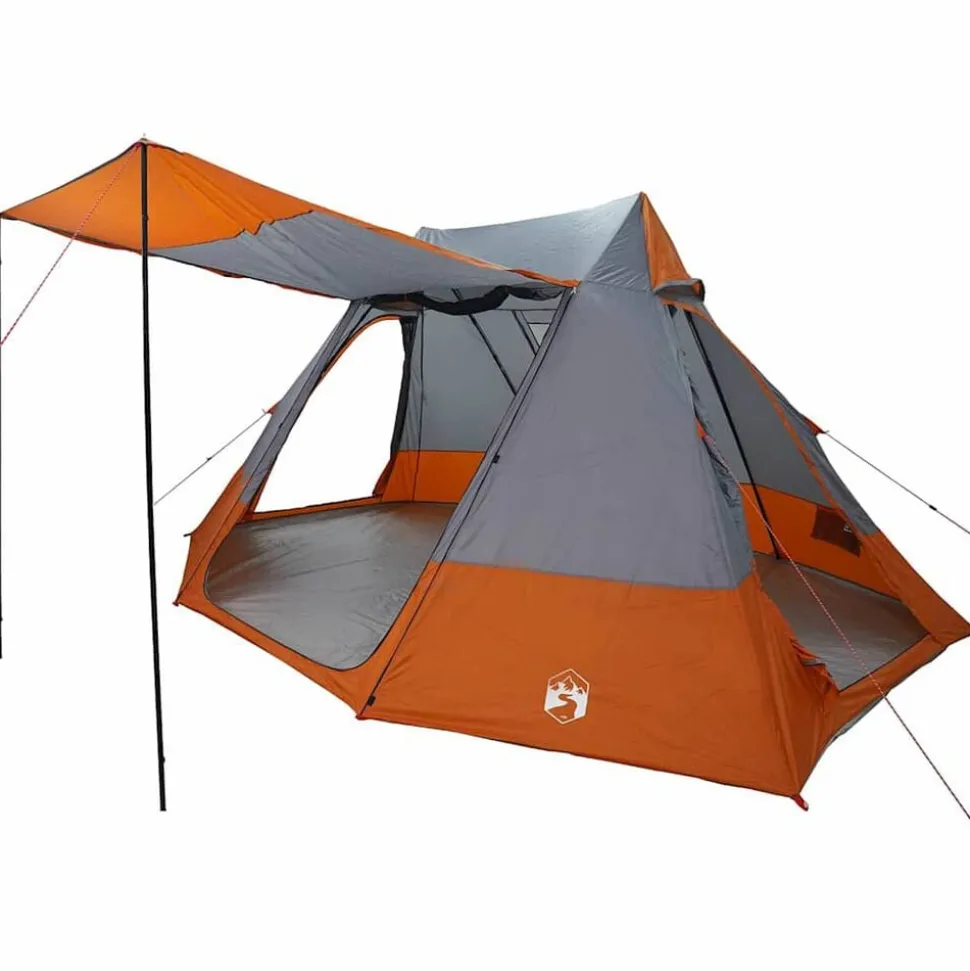vidaXL Camping Tent met dak Grijs en Oranje 482 x 360 x 227 cm taft