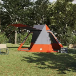 vidaXL Camping Tent met dak Grijs en Oranje 482 x 360 x 227 cm taft