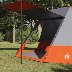 vidaXL Camping Tent met dak Grijs en Oranje 482 x 360 x 227 cm taft