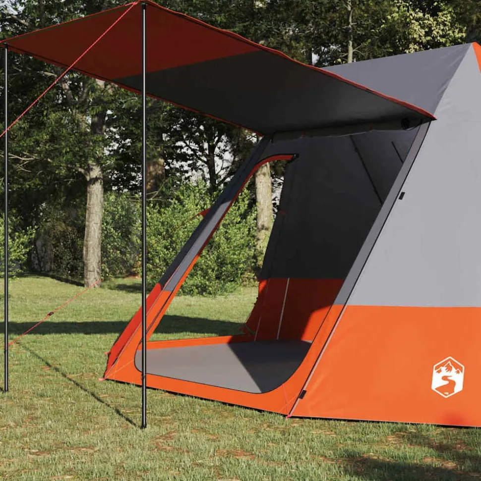 vidaXL Camping Tent met dak Grijs en Oranje 482 x 360 x 227 cm taft