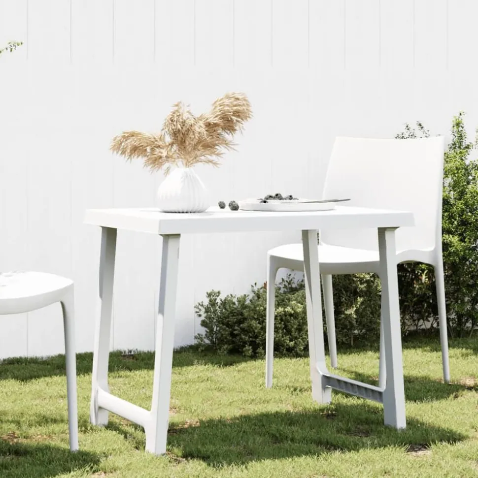 vidaXL Campingtafel hout-look 79x56x64 cm PP wit